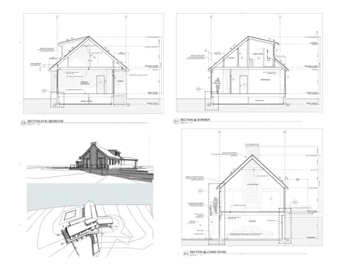 Architectural building sections and aerial studies