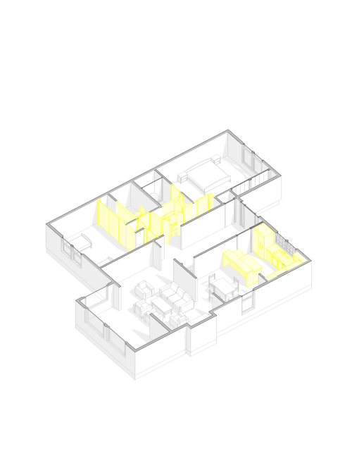 Animated walkthrough of a remodel drawing package—plans and 3D views