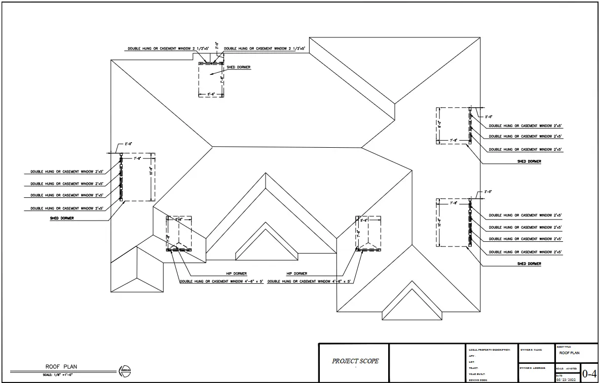 Roof repair documentation and structural drawing set
