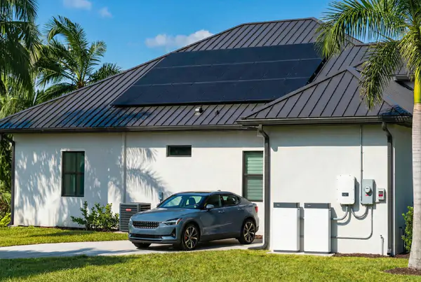 Solar array mounted on a residential metal roof